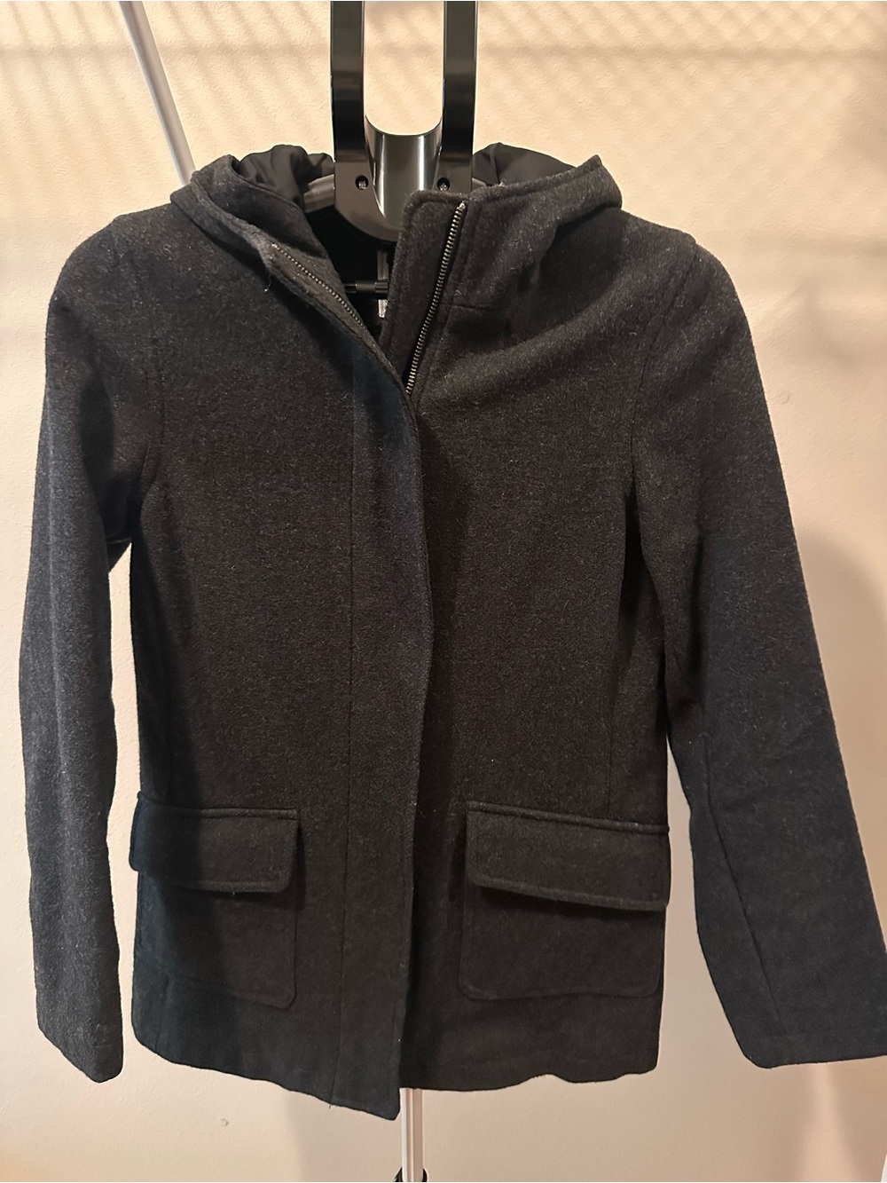 Old Navy Black Hooded Pea Coat